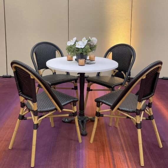 CH-111 | MARSEILLE CAFÉ CHAIR NATURAL FRAME WITH BLACK SEAT