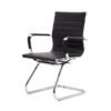 OF-013 | BLACK LEATHER MEETING CHAIR RIPPLEBACK SLED BASE