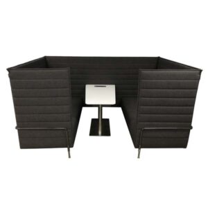 OF-051 | DARK GREY FABRIC MEETING POD WITH CHARGING TABLE