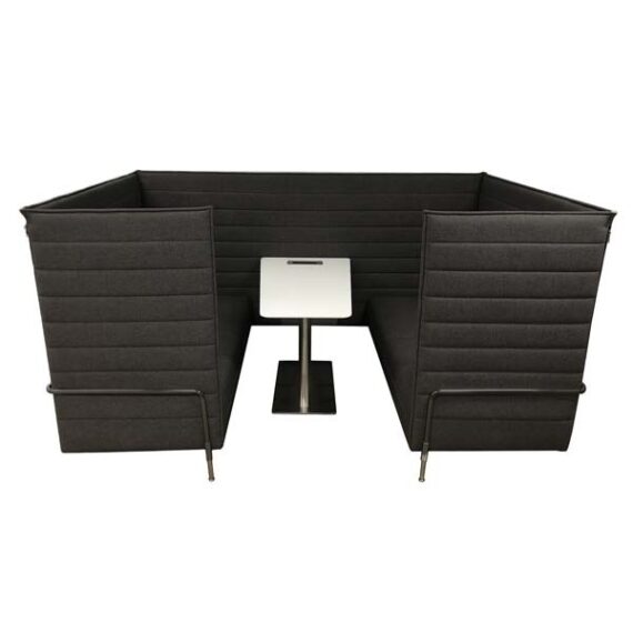 OF-051 | DARK GREY FABRIC MEETING POD WITH CHARGING TABLE