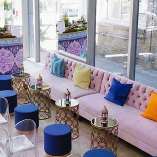 ET-CASUAL-058 | LARGE GOLD FRAME ACCENT TABLE BLACK GLASS TOP