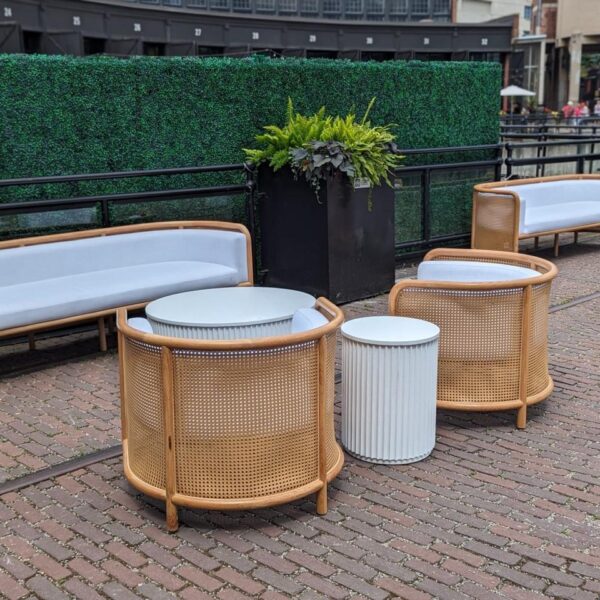 SS-622 | NAPA NATURAL CANE SOFA WHITE LINEN FABRIC