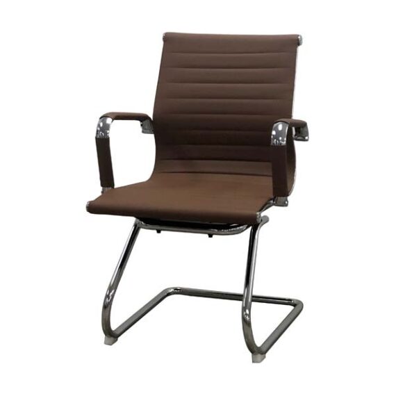 OF-026 | COGNAC MEETING CHAIR CHROME FRAME R/B SLED BASE