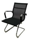 OF-031 | BLACK MESH BACK MEETING CHAIR CHROME FRAME SLED BASE