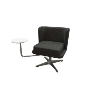 OF-049 | DARK GREY FABRIC WING CHAIR WITH TABLE
