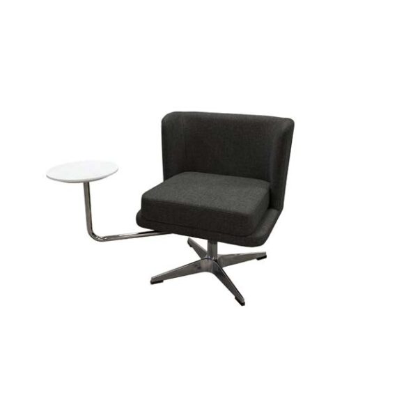OF-049 | DARK GREY FABRIC WING CHAIR WITH TABLE