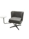 OF-052 | LIGHT GREY FABRIC WING CHAIR WITH TABLE