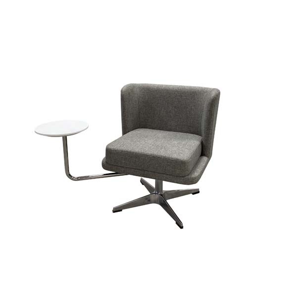 OF-052 | LIGHT GREY FABRIC WING CHAIR WITH TABLE