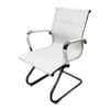 OF-030 | WHITE MESH BACK MEETING CHAIR CHROME FRAME SLED BASE