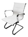 OF-030 | WHITE MESH BACK MEETING CHAIR CHROME FRAME SLED BASE