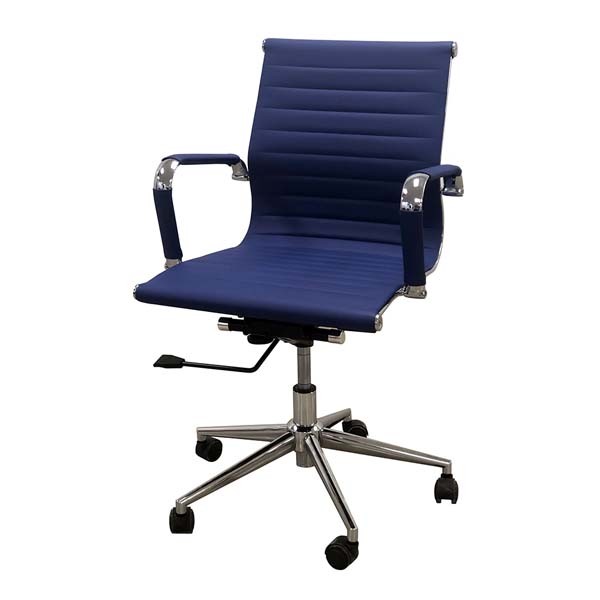 OF-036 | BLUE MEETING CHAIR CHROME FRAME R/B ON CASTERS