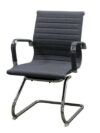 OF-027 | GREY FABRIC MEETING CHAIR CHROME FRAME R/B SLED BASE