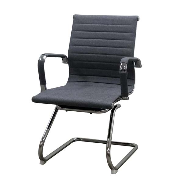 OF-027 | GREY FABRIC MEETING CHAIR CHROME FRAME R/B SLED BASE