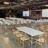 CASUAL-100 | 8FT RECTANGULAR WHITE FRAME DINING TABLE WITH PLEXI TOP