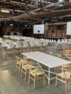 CASUAL-100 | 8FT RECTANGULAR WHITE FRAME DINING TABLE WITH PLEXI TOP