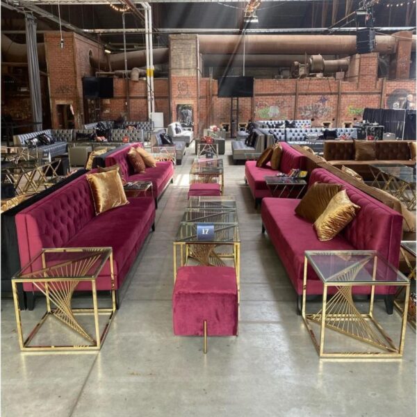 SS-521 | VELVET TUFTED BACK SOFA CRIMSON