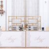 BAR-054 | GEO RECTANGULAR WINE SHELF GOLD FRAME CLEAR PLEXI