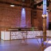 BAR-065 | 6FT GEO GEM BAR GOLD FRAME BAR WHITE PLEXI