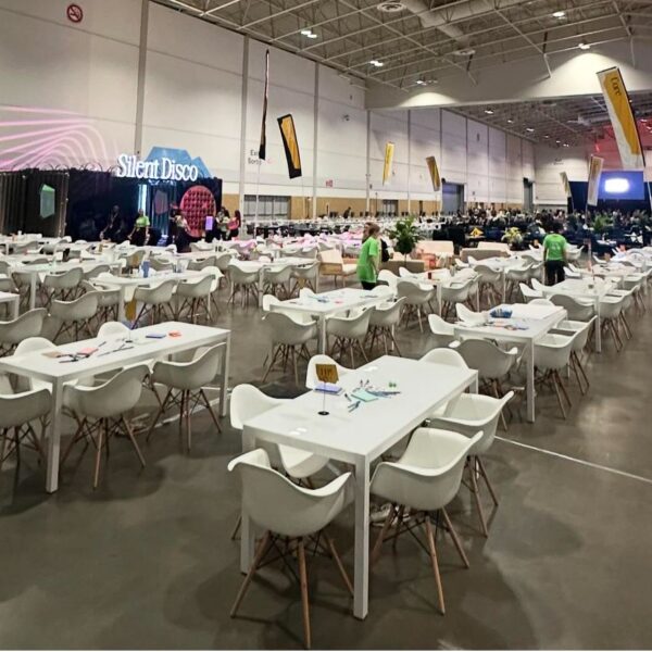 CH-056 | EIFFEL CHAIR WHITE SEAT & ARMS WOOD LEGS