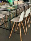 COMM-009 | SKINNY COMMUNAL TABLE BLACK FRAME WITH PLEXI TOP