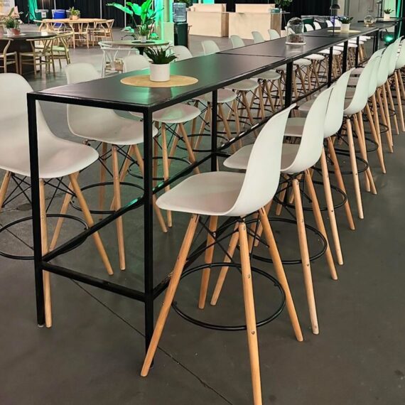 BS-068 | EIFFEL BARSTOOL ARMLESS NATURAL WOOD LEGS WITH WHITE SEAT