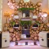 BAR-052 | GEO OCTAGON WINE SHELF GOLD FRAME CLEAR PLEXI