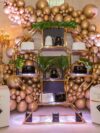 BAR-052 | GEO OCTAGON WINE SHELF GOLD FRAME CLEAR PLEXI