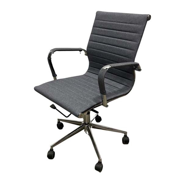 OF-037 | GREY FABRIC MEETING CHAIR CHROME FRAME R/B ON CASTERS