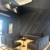 SS-642 | SQUARE SINGLE CHAIR VELVET BLACK WITH BLACK FRAME