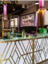 BAR-062 | 8FT GEO GEM BAR GOLD FRAME BAR WHITE PLEXI