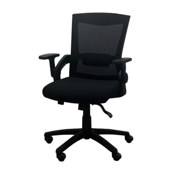 OF-016 | BLACK MESH STENO CHAIR WITH ARMS ON CASTERS