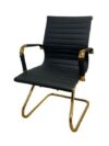 OF-028 | BLACK MEETING CHAIR CHROME FRAME R/B SLED BASE