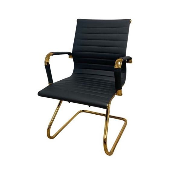 OF-028 | BLACK MEETING CHAIR CHROME FRAME R/B SLED BASE