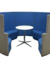 OF-054 | LIGHT BLUE CIRCULAR MEETING POD WITH TABLE & OUTLETS