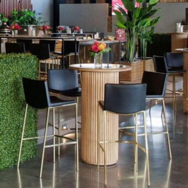 BS-009 | PITT BARSTOOL GOLD LEGS WITH BLACK SEAT