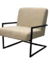SS-634 | SQUARE SINGLE CHAIR BEIGE FABRIC WITH BLACK FRAME