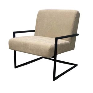 SS-634 | SQUARE SINGLE CHAIR BEIGE FABRIC WITH BLACK FRAME