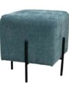 SS-640 | SQUARE OTTOMAN OCEAN BLUE FABRIC WITH BLACK LEGS