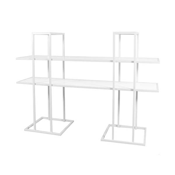 BAR-028 | DISPLAY STAND 2 SHELF WHITE FRAME WITH PLEXI