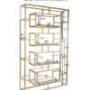 BAR-054 | GEO RECTANGULAR WINE SHELF GOLD FRAME CLEAR PLEXI