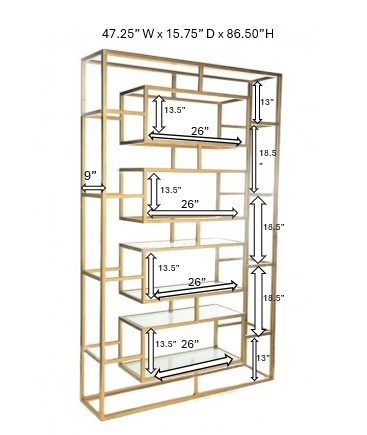BAR-054 | GEO RECTANGULAR WINE SHELF GOLD FRAME CLEAR PLEXI