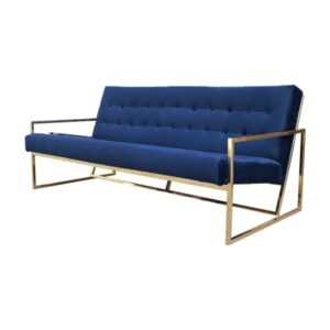 SS-610 | BLUE VELVET GOLD FRAME SOFA