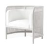 SS-621 | NAPA WHITE CANE SINGLE CHAIR WHITE LINEN FABRIC