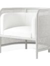 SS-621 | NAPA WHITE CANE SINGLE CHAIR WHITE LINEN FABRIC