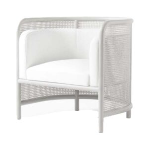 SS-621 | NAPA WHITE CANE SINGLE CHAIR WHITE LINEN FABRIC