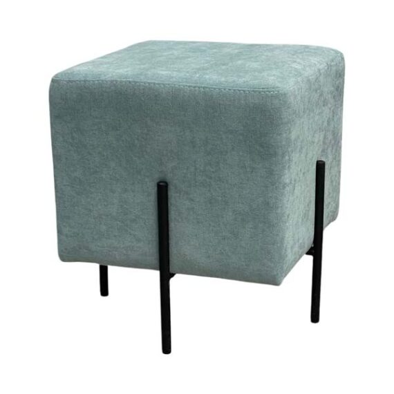SS-641 | SQUARE OTTOMAN SEAFOAM GREEN WITH BLACK LEGS