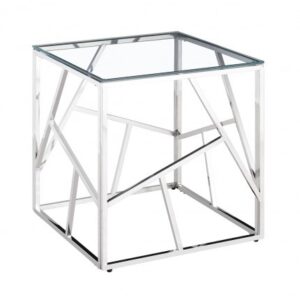 ET-054 | CC END TABLE CHROME FRAME WITH CLEAR GLASS TOP
