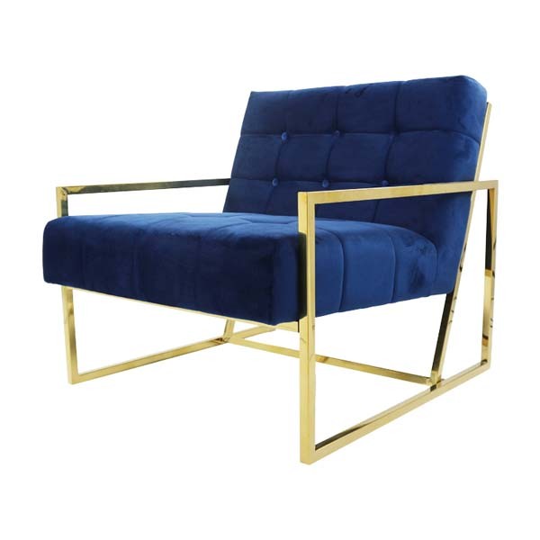 SS-611 | BLUE VELVET GOLD FRAME SINGLE CHAIR