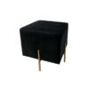 SS-584 | SQUARE VELVET OTTOMAN BLACK WITH GOLD LEGS