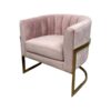 SS-614 | ROUND VELVET GOLD FRAME SINGLE CHAIR BLUSH PINK